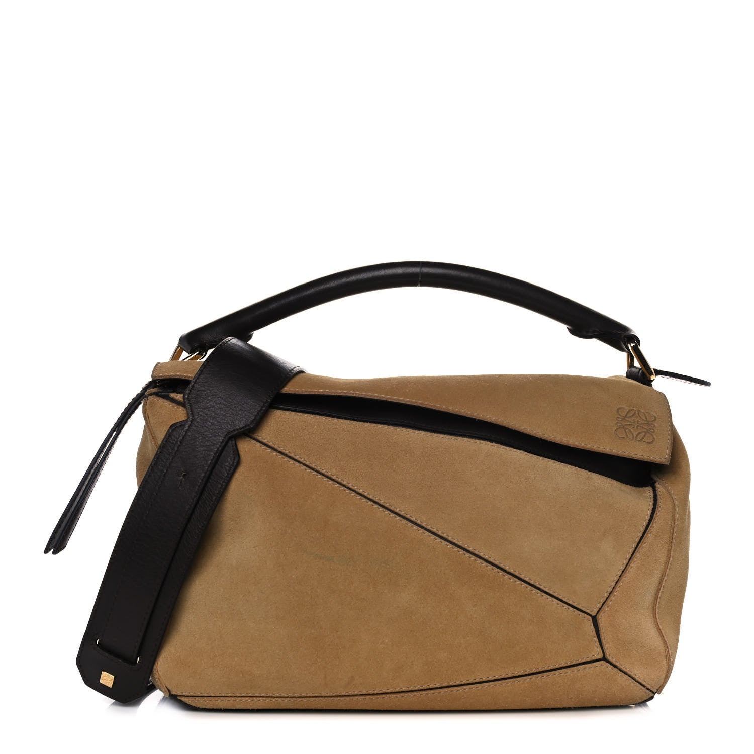 Loewe Suede Medium Puzzle Bag Gold 1 of 10