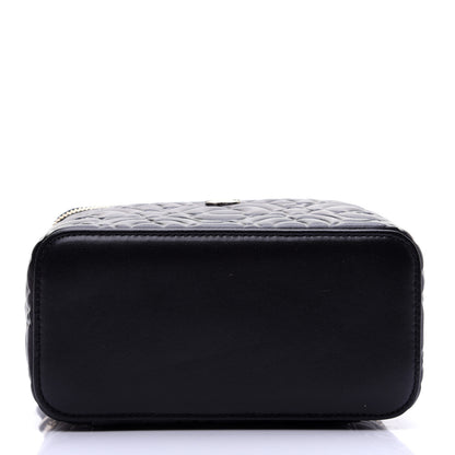 Chanel Lambskin Camellia Embossed Small Vanity Case With Chain Black 10 of 14