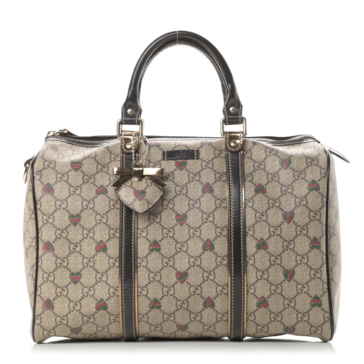 Gucci GG Plus Monogram Hearts Medium Joy Boston Dark Brown 1 of 15