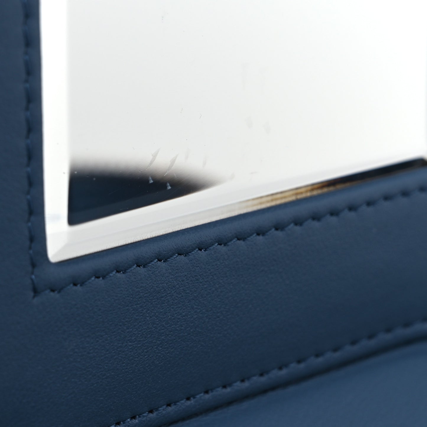 Denim Quilted Small CC Vanity Case Blue