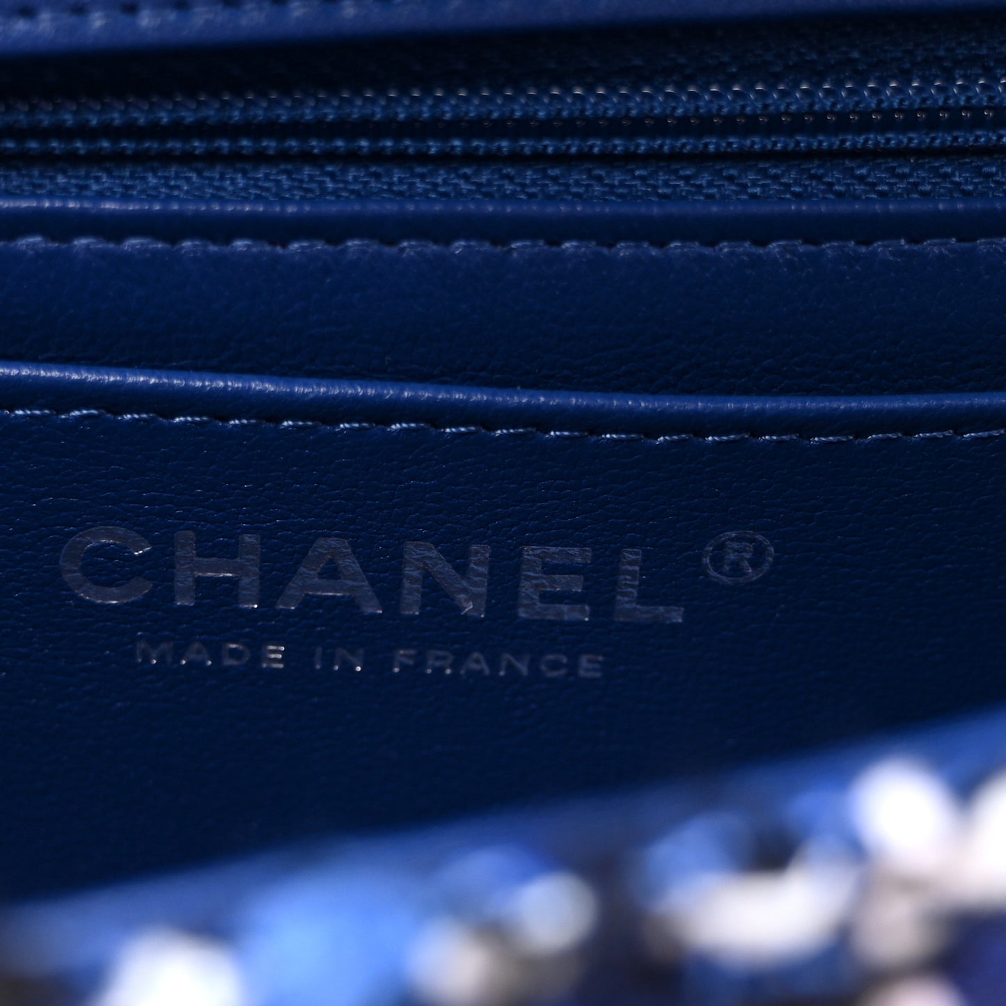 Tweed Quilted Mini Rectangular Flap Navy Blue Ecru