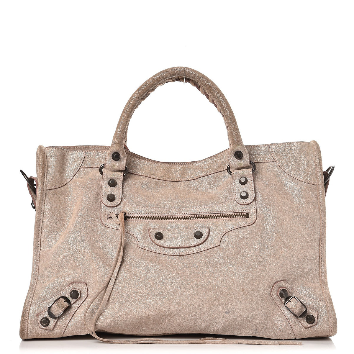 Balenciaga Metallic Craquele Calfskin Classic Hardware City Bois de Rose 1 of 17