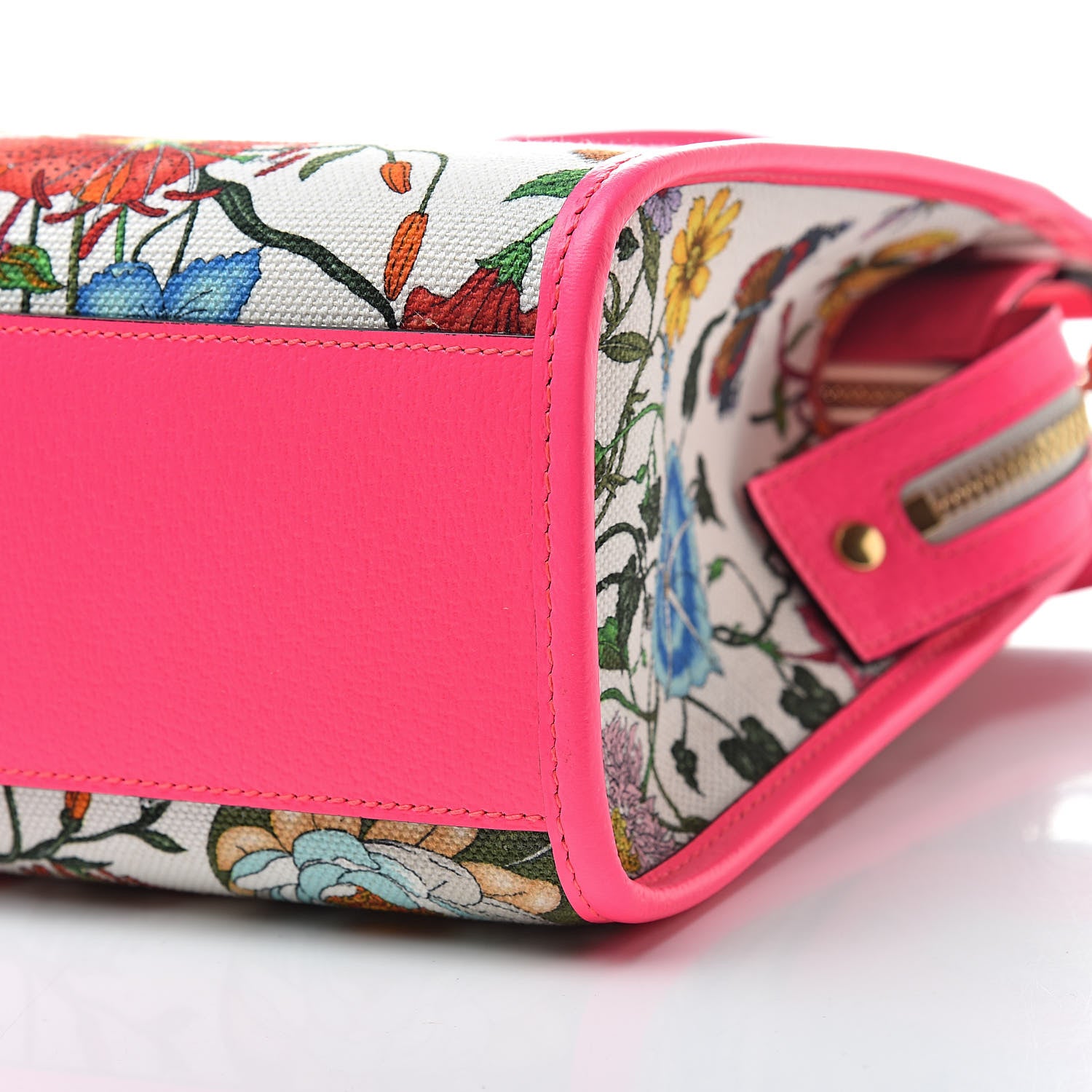 Gucci Canvas Medium Flora Tote Fuchsia 10 of 10