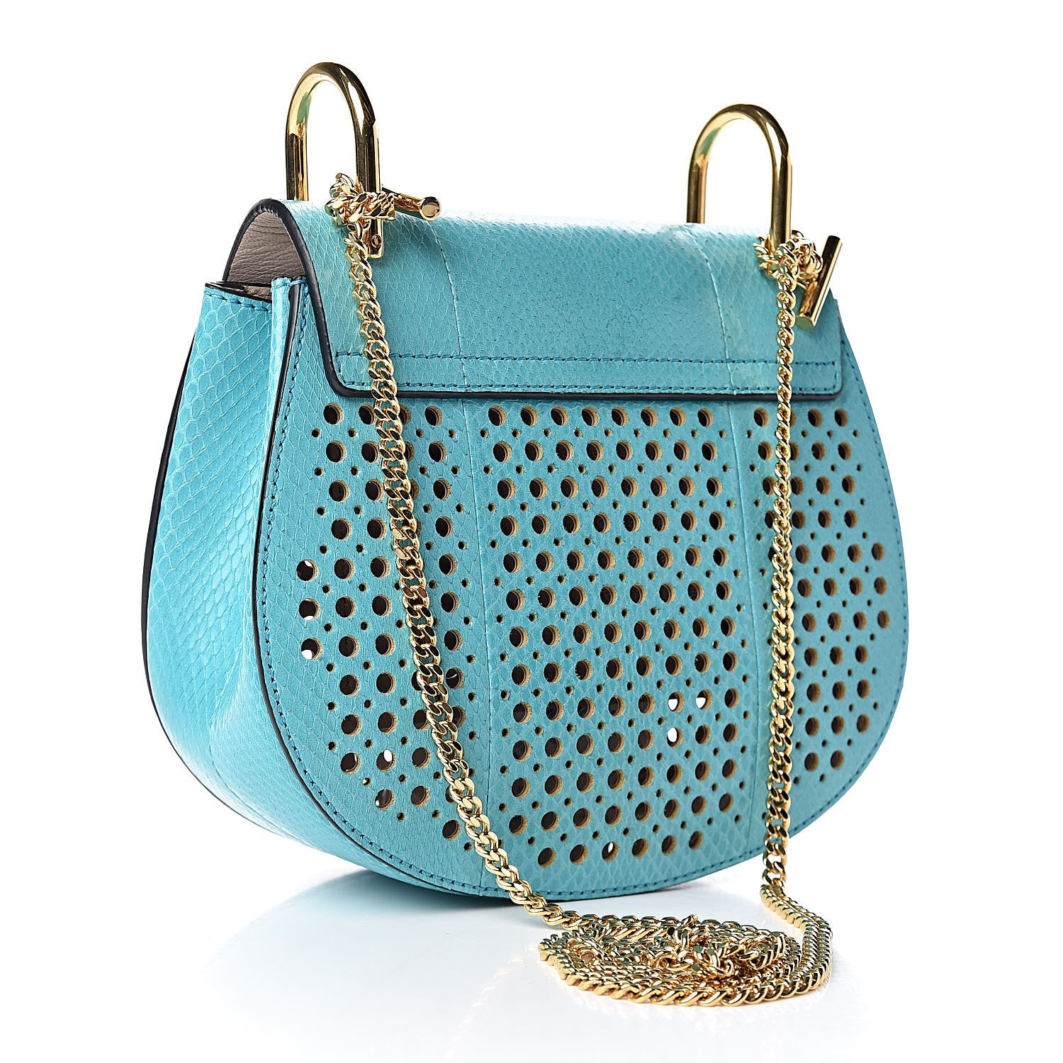 Chloe Ayers Perforated Mini Drew Shoulder Bag Washed Blue 3 of 10