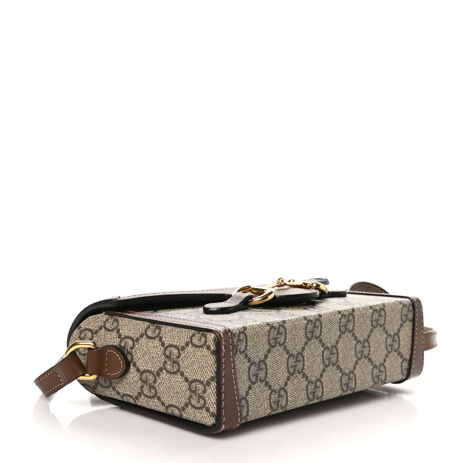 Gucci GG Supreme Monogram Mini Horsebit 1955 Shoulder Bag Beige Brown Sugar 4 of 11
