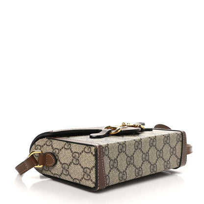 Gucci GG Supreme Monogram Mini Horsebit 1955 Shoulder Bag Beige Brown Sugar 4 of 11