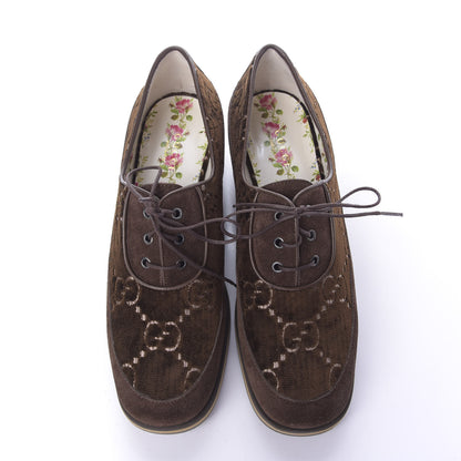 Gucci Velvet GG Monogram Thompson Derby Loafers 38 Vintage Cocoa Brown 6 of 11