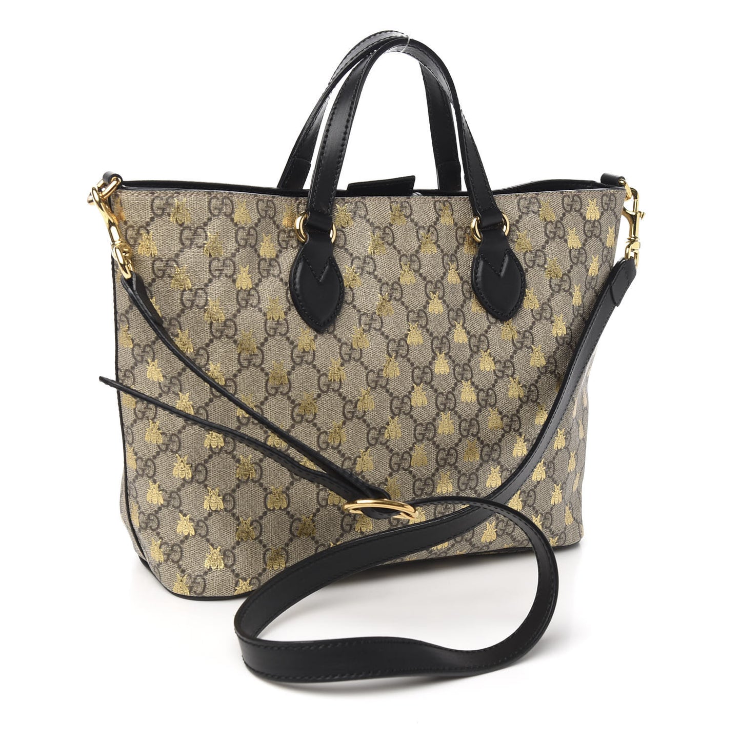 Soft GG Supreme Monogram Bees Small Crossbody Tote Beige Oro Black