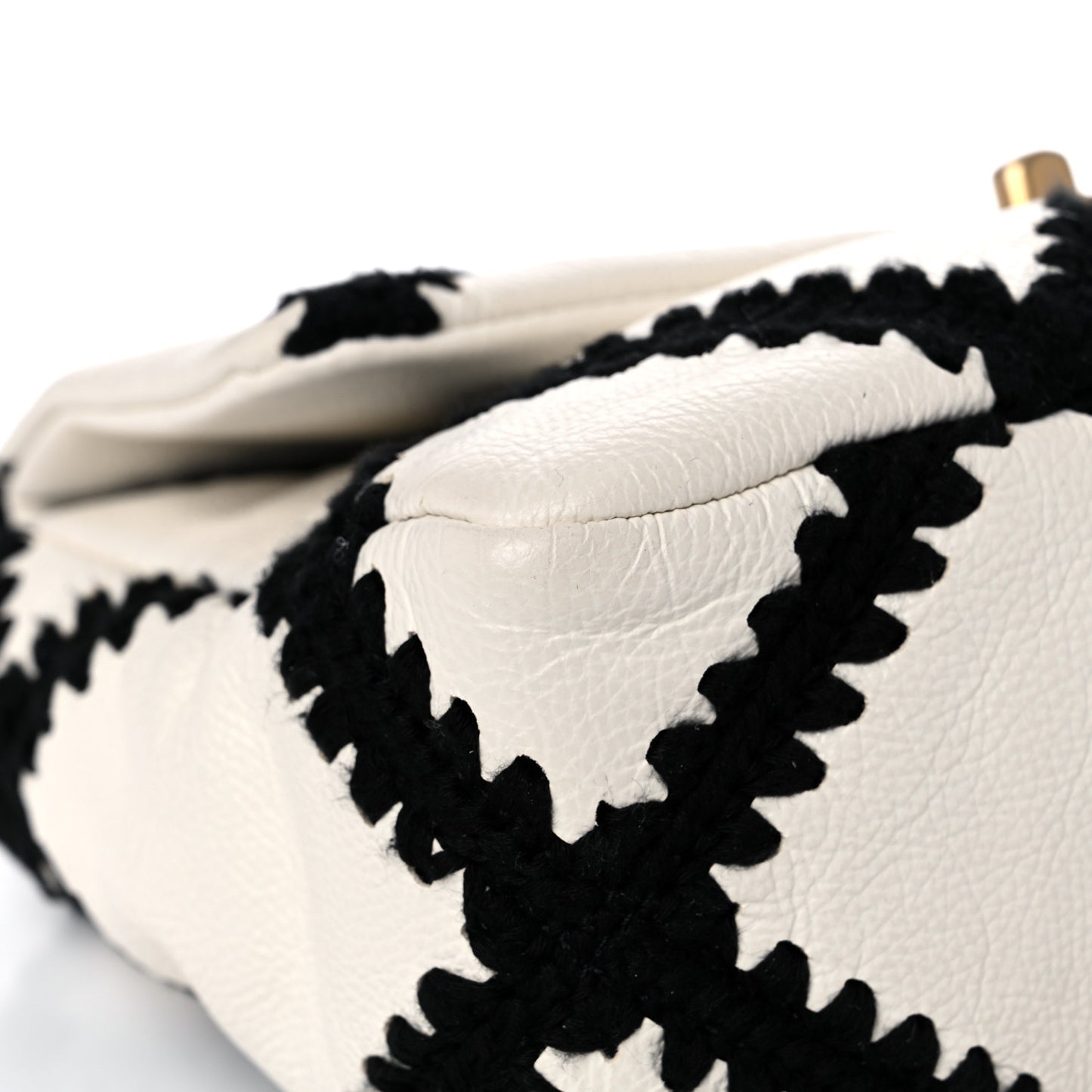 Calfskin Crochet Medium Chanel 19 Flap White Black