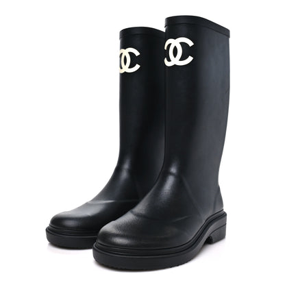 Chanel Caoutchouk CC High Boots 37 Black 4 of 10