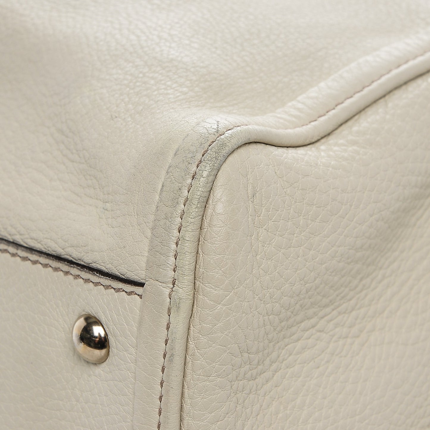 Pebbled Calfskin Medium Soho Shoulder Bag Off White