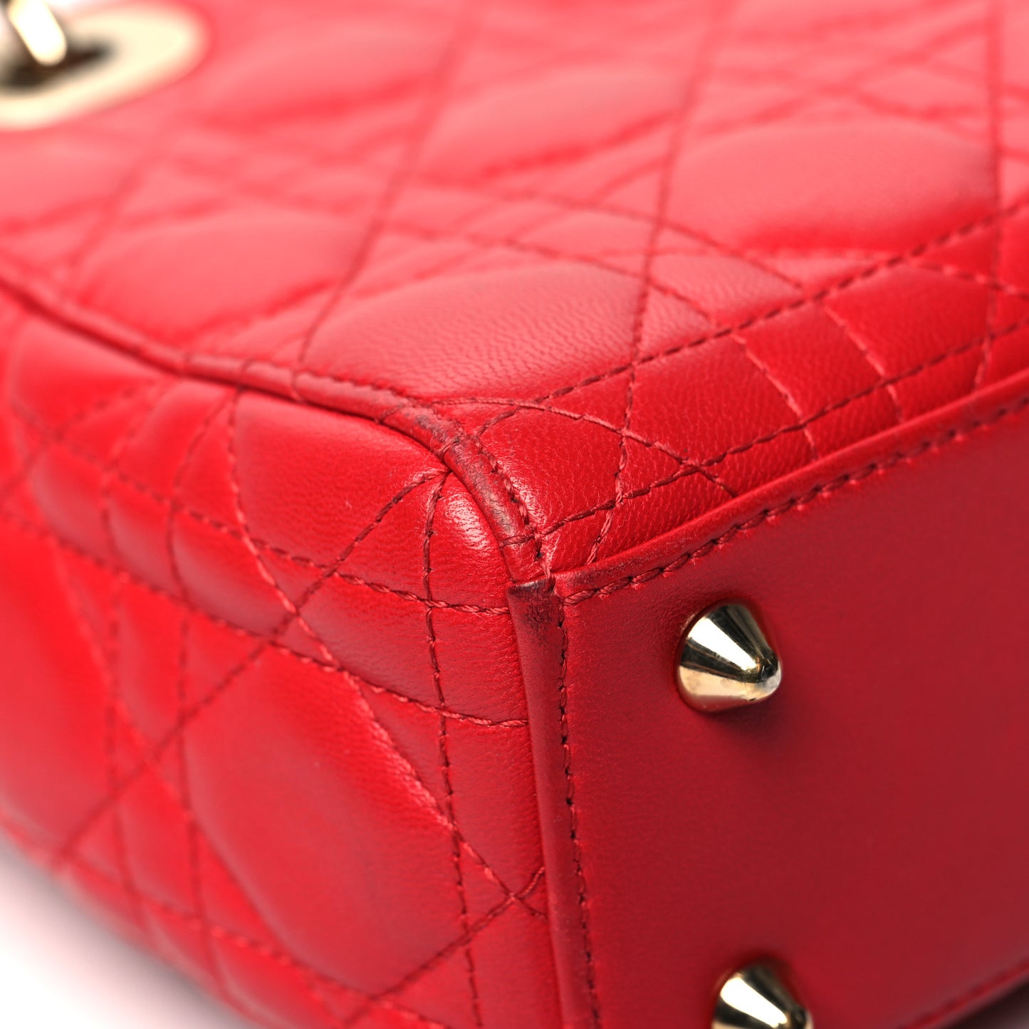 Lambskin Cannage Small Lucky Badges My Lady Dior Red