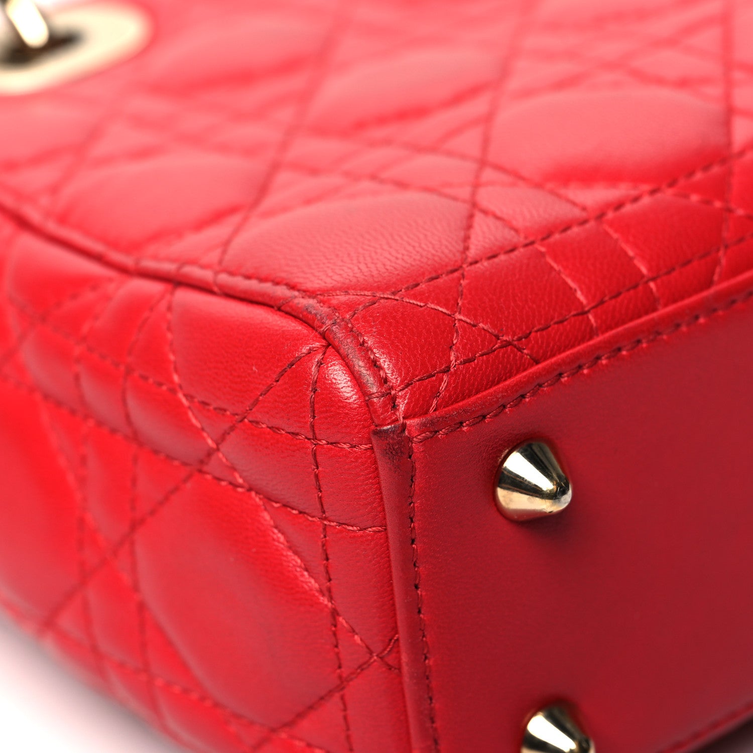 Christian Dior Lambskin Cannage Small Lucky Badges My Lady Dior Red 9 of 16
