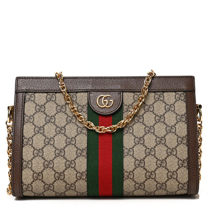 Gucci GG Supreme Monogram Web Small Ophidia Chain Shoulder Bag Brown 1 of 8