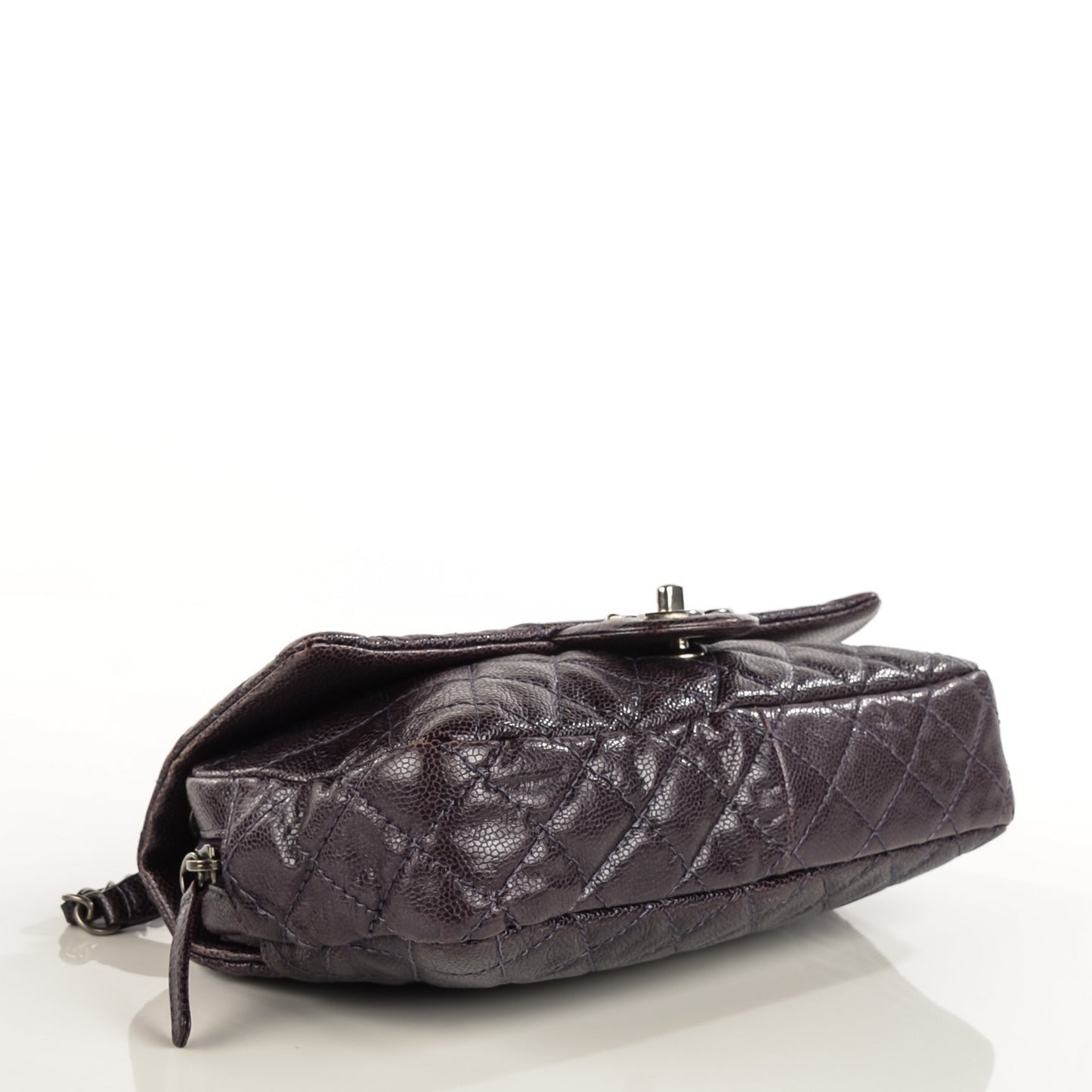 Iridescent Caviar Quilted Small Chic Flap Dark Purple