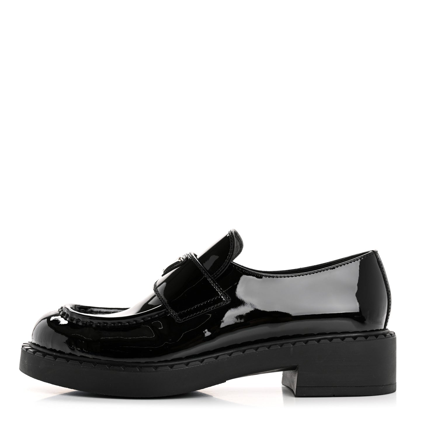 Vernice Metal Triangle Logo 50mm Loafers 39.5 Black