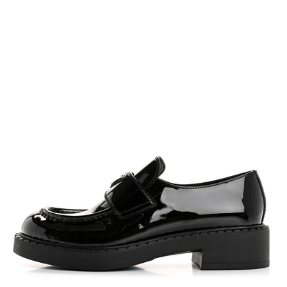 Prada Vernice Metal Triangle Logo 50mm Loafers 39.5 Black 1 of 10