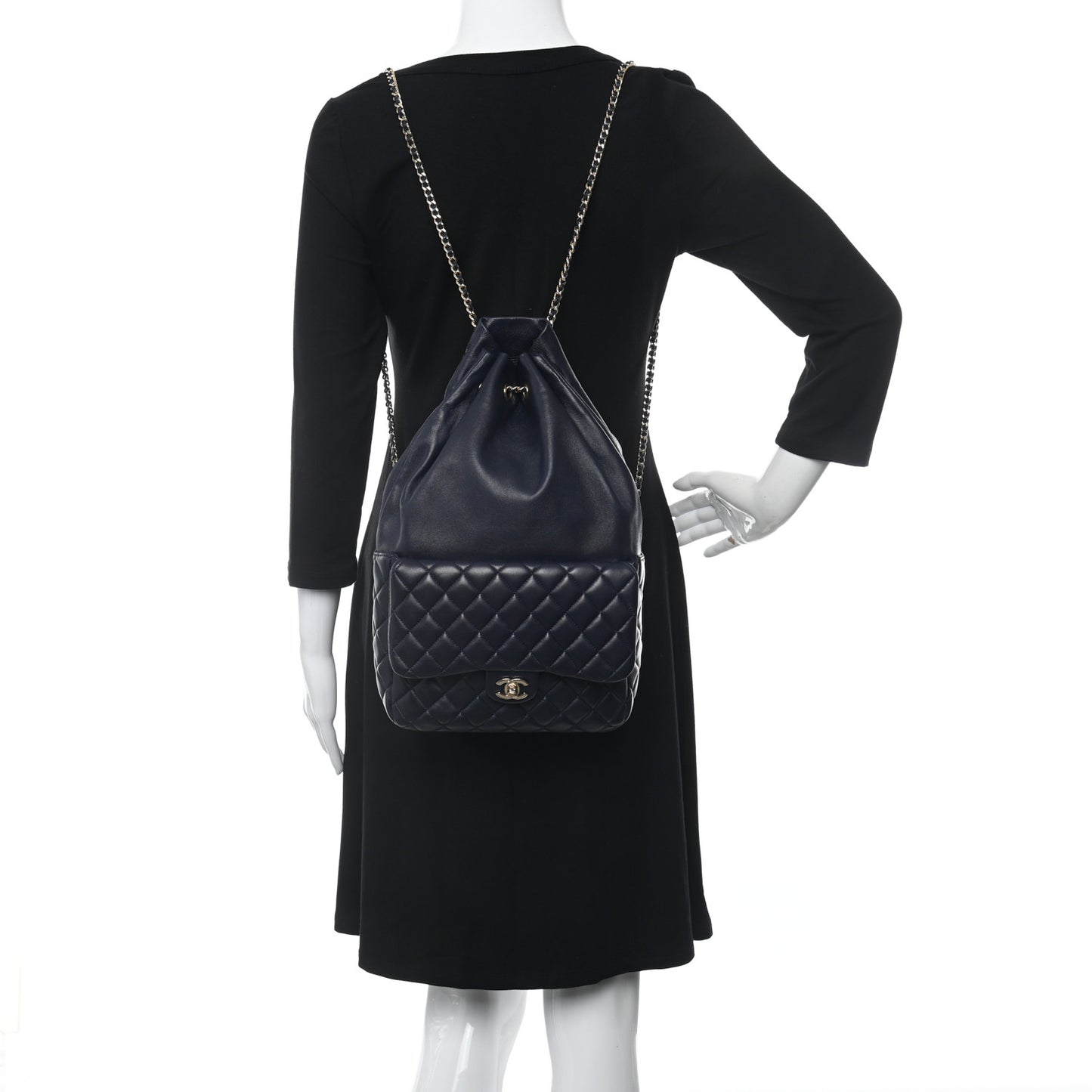 Lambskin Quilted Large In Seoul Backpack Navy