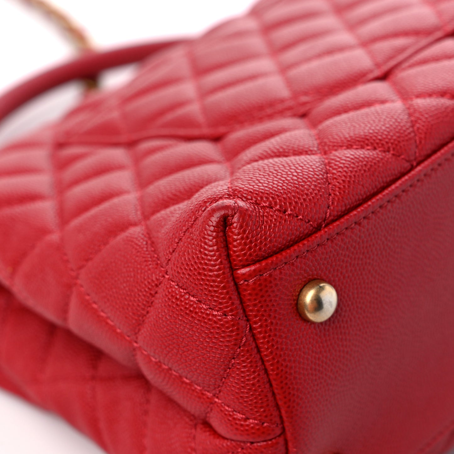Caviar Quilted Small Coco Handle Flap Red