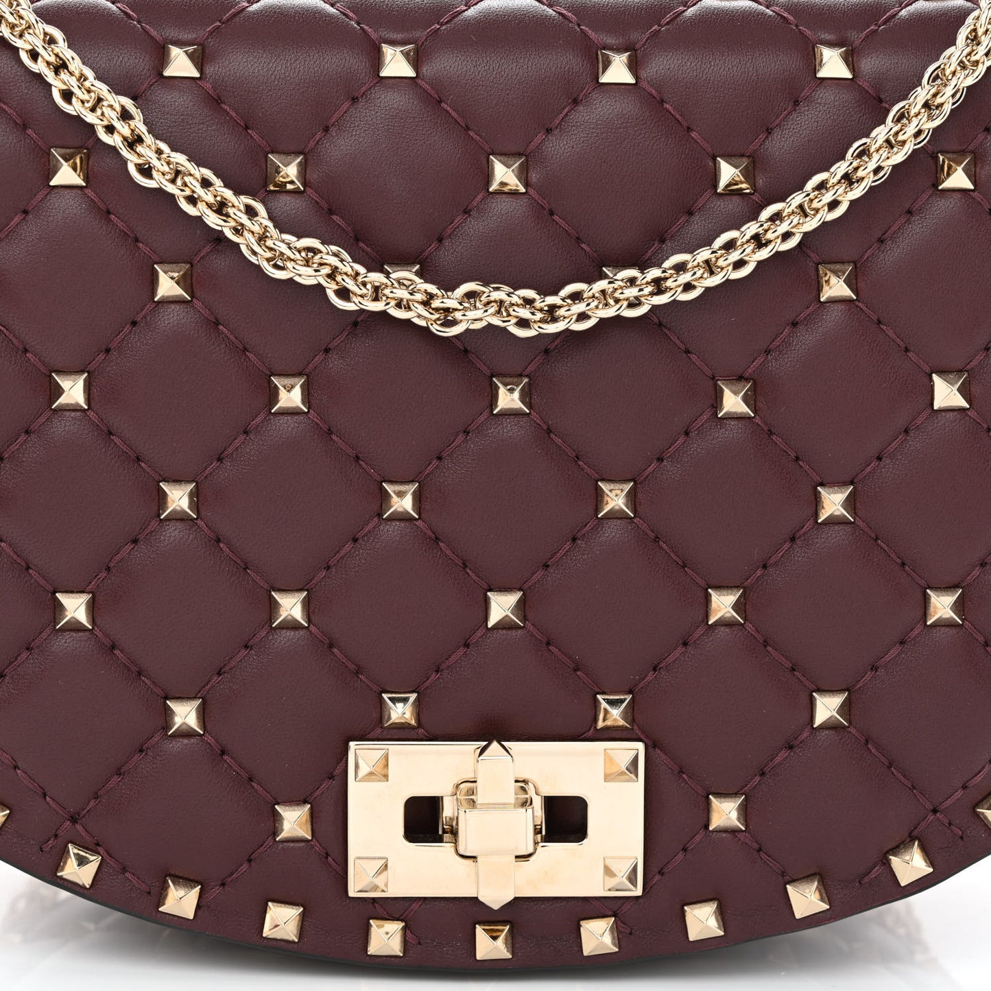 Nappa Medium Rockstud Spike Halfmoon Saddle Bag Rubin