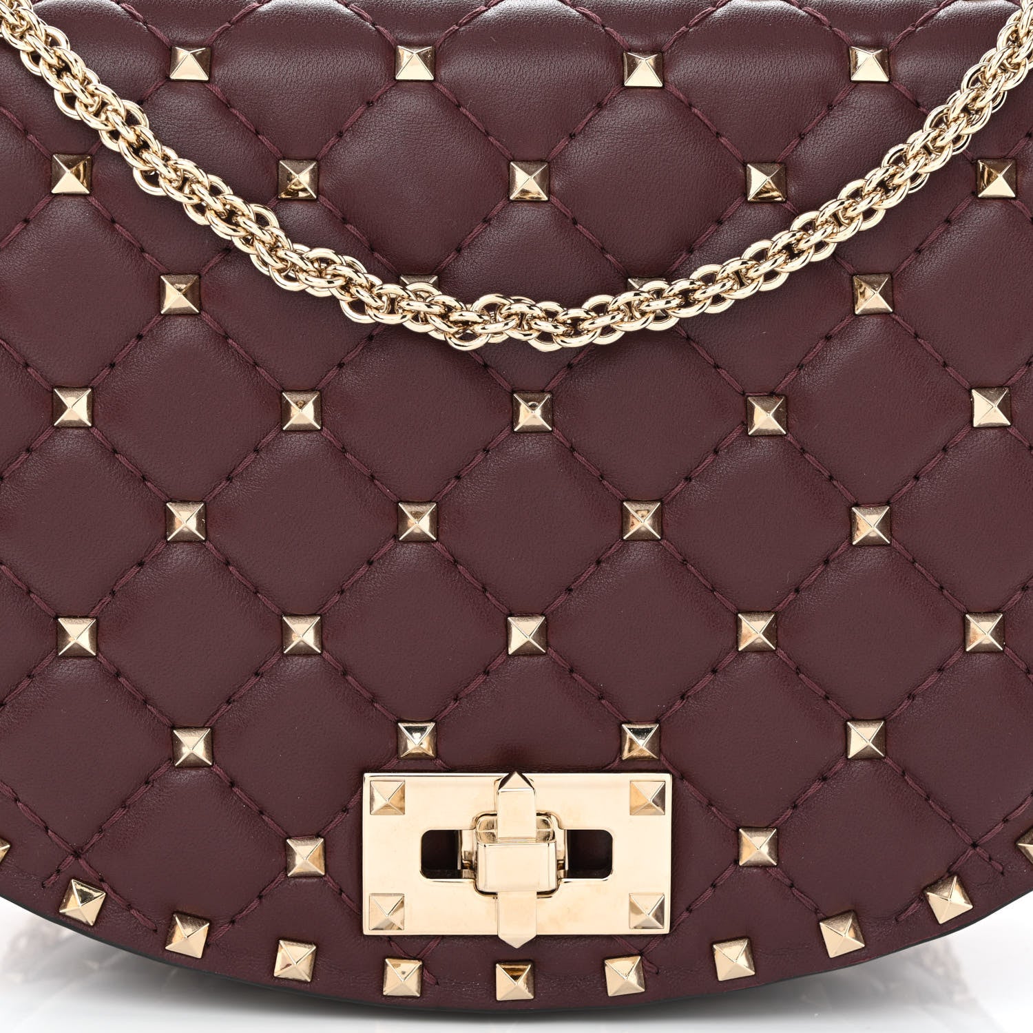 Valentino Garavani Nappa Medium Rockstud Spike Halfmoon Saddle Bag Rubin 7 of 9