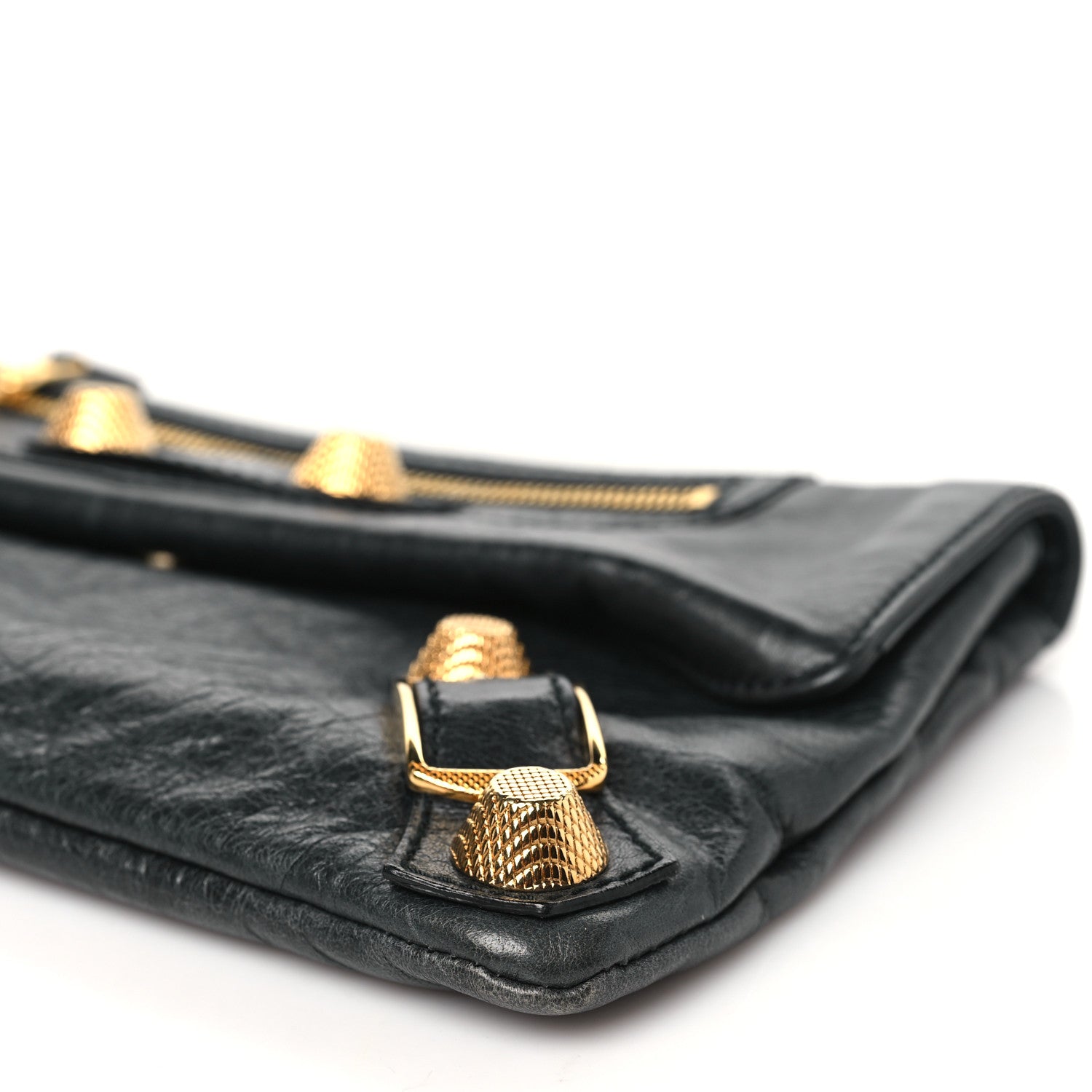 Balenciaga Agneau Giant 21 Gold Hardware Envelope Clutch  Anthracite 10 of 10