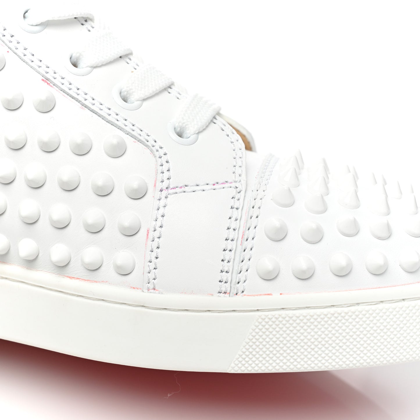 Calfskin Womens Louis Spikes Flat Sneakers 39.5 White