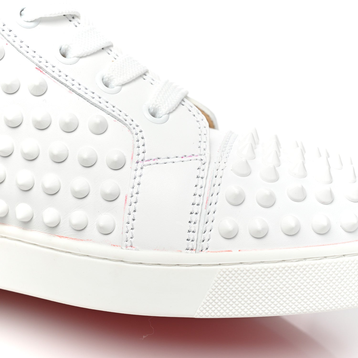 Christian Louboutin Calfskin Womens Louis Spikes Flat Sneakers 39.5 White 15 of 16