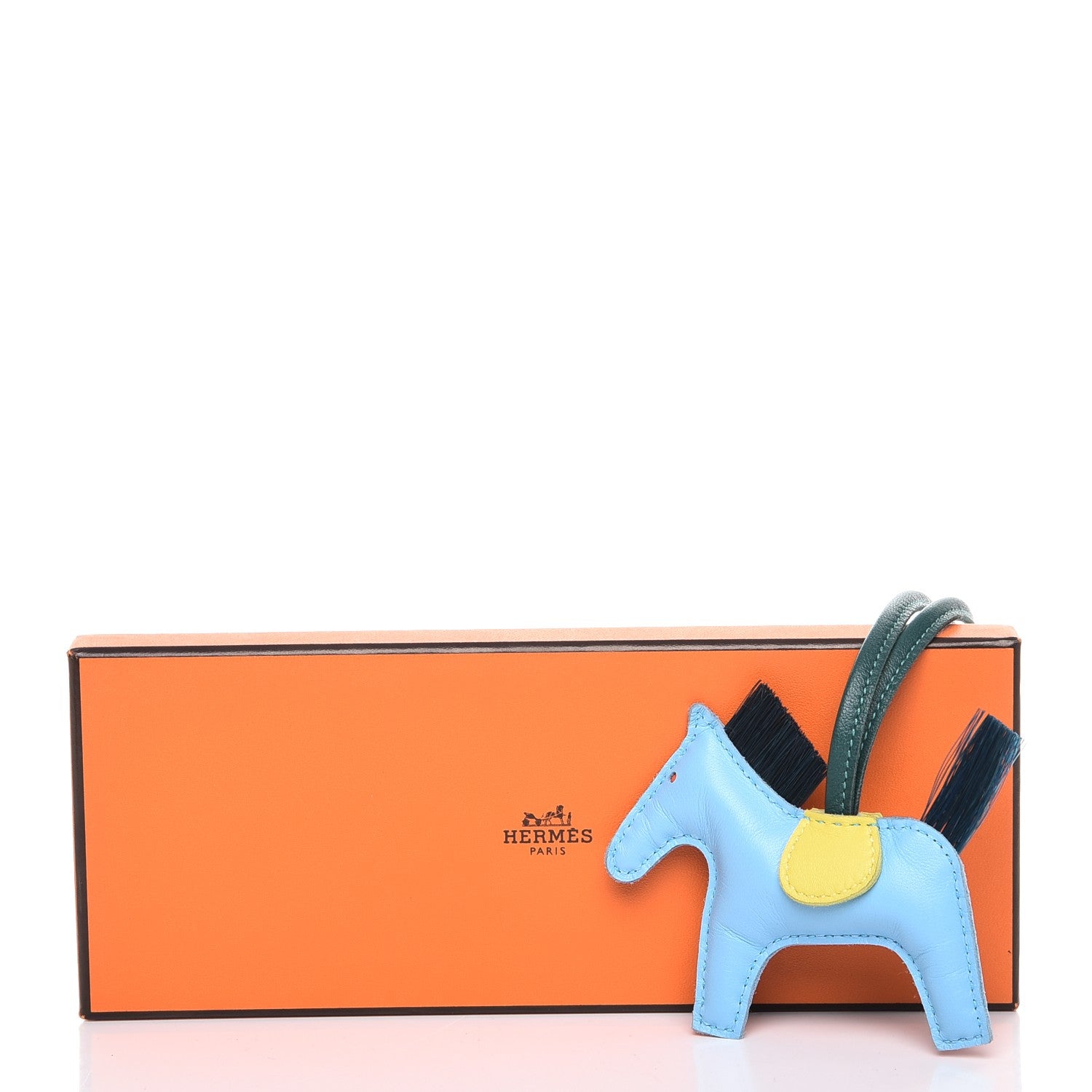 Hermes Milo Lambskin Horsehair Grigri Rodeo Horse Bag Charm PM Celeste Lime Malachite Orange Poppy Vert Fonce 4 of 4