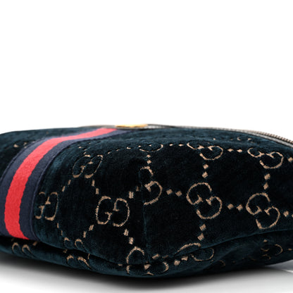 Gucci Velvet GG Monogram Web Belt Bag Blue Beige 10 of 10