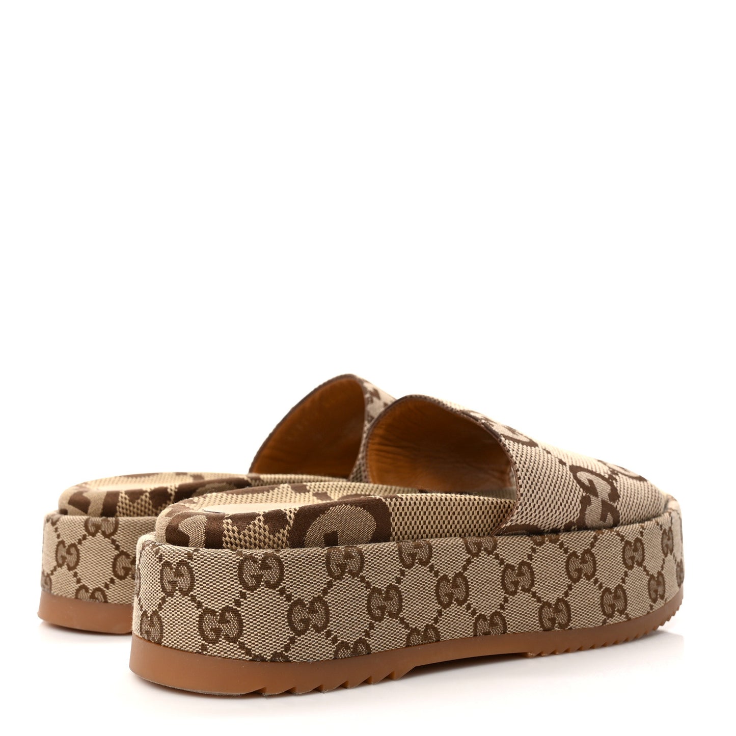 Monogram Maxi GG Angelina Platform 55mm Slide Sandals 38.5 Camel Ebony