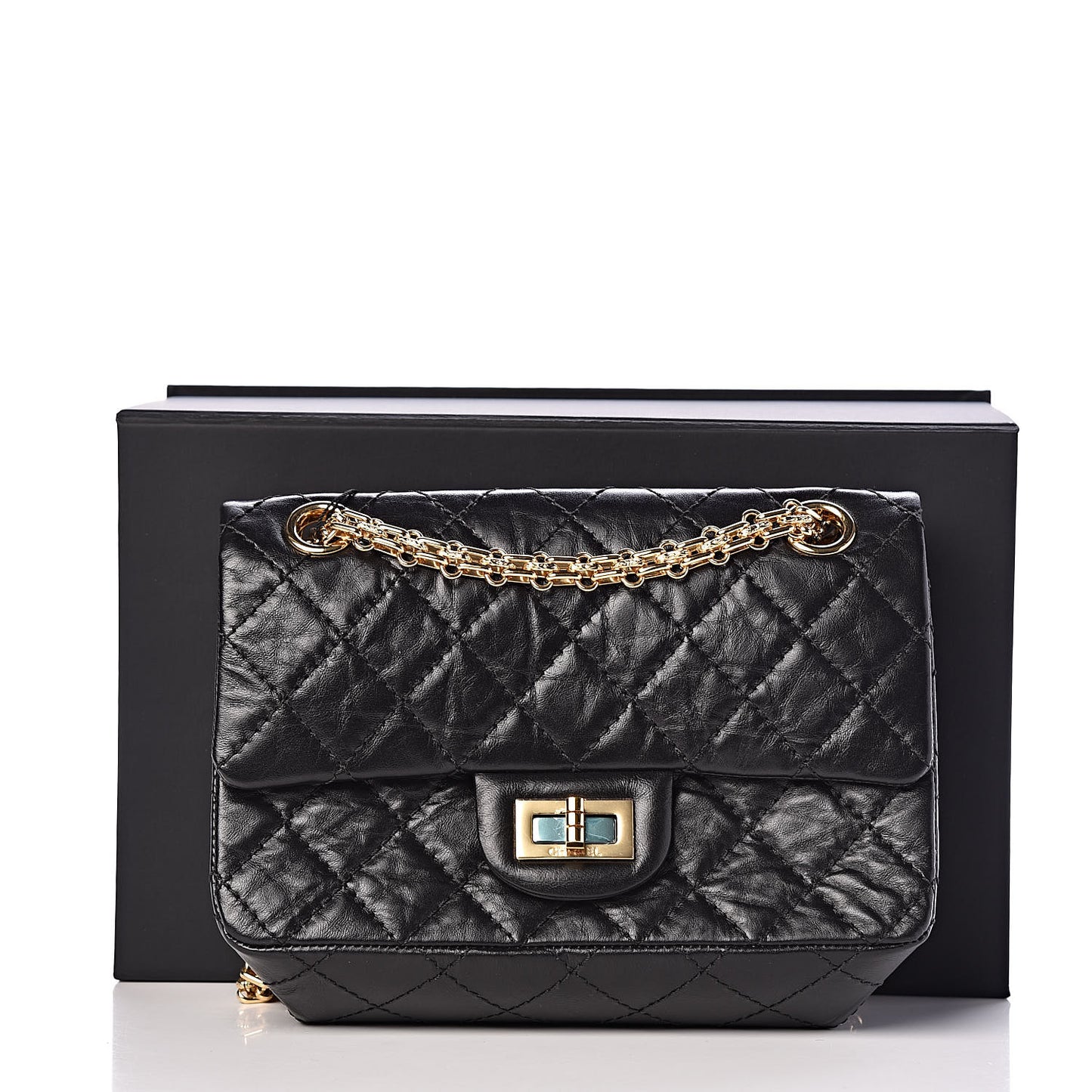 Aged Calfskin Quilted 2.55 Reissue Mini Flap Black