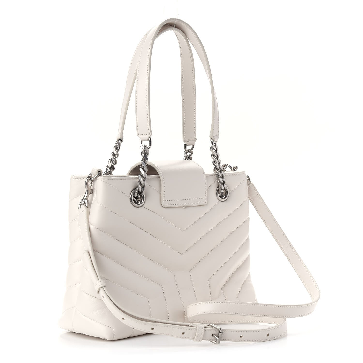 Saint Laurent Calfskin Y Quilted Monogram Small Loulou Shopper Cream Souffle 3 of 8