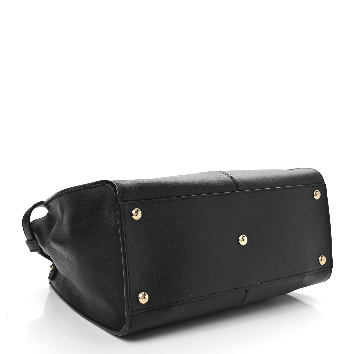 Fendi Vitello Seta Glazed Fabric FF 1974 Medium Peekaboo X-Lite Black Mogano Panna 4 of 11