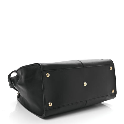 Fendi Vitello Seta Glazed Fabric FF 1974 Medium Peekaboo X-Lite Black Mogano Panna 4 of 11