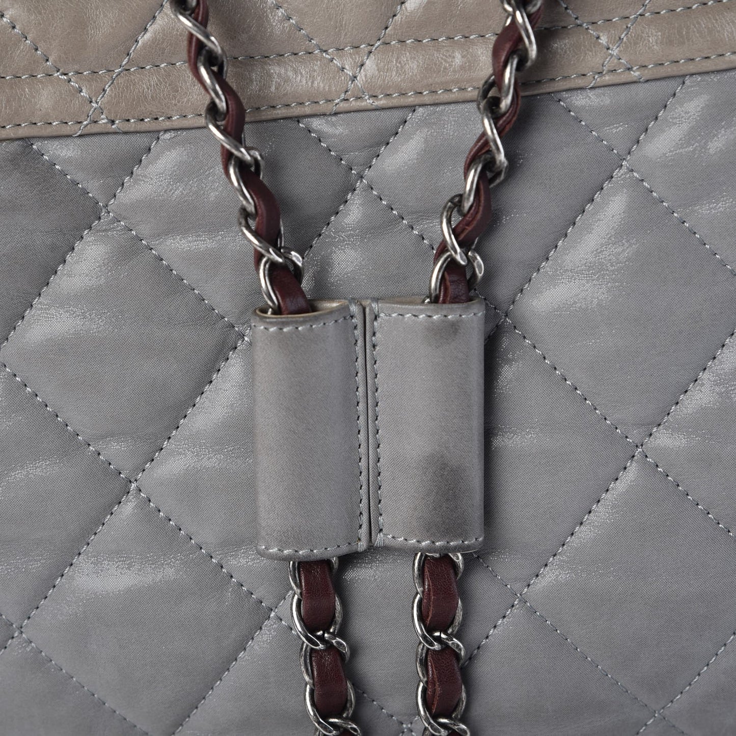 Iridescent Calfskin Quilted In The Mix Backpack Grey