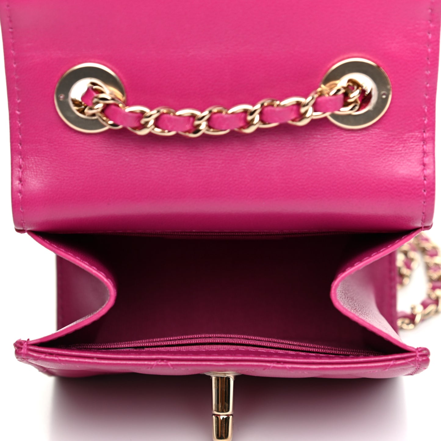 Lambskin Quilted Mini Trendy CC Clutch With Chain Fuchsia