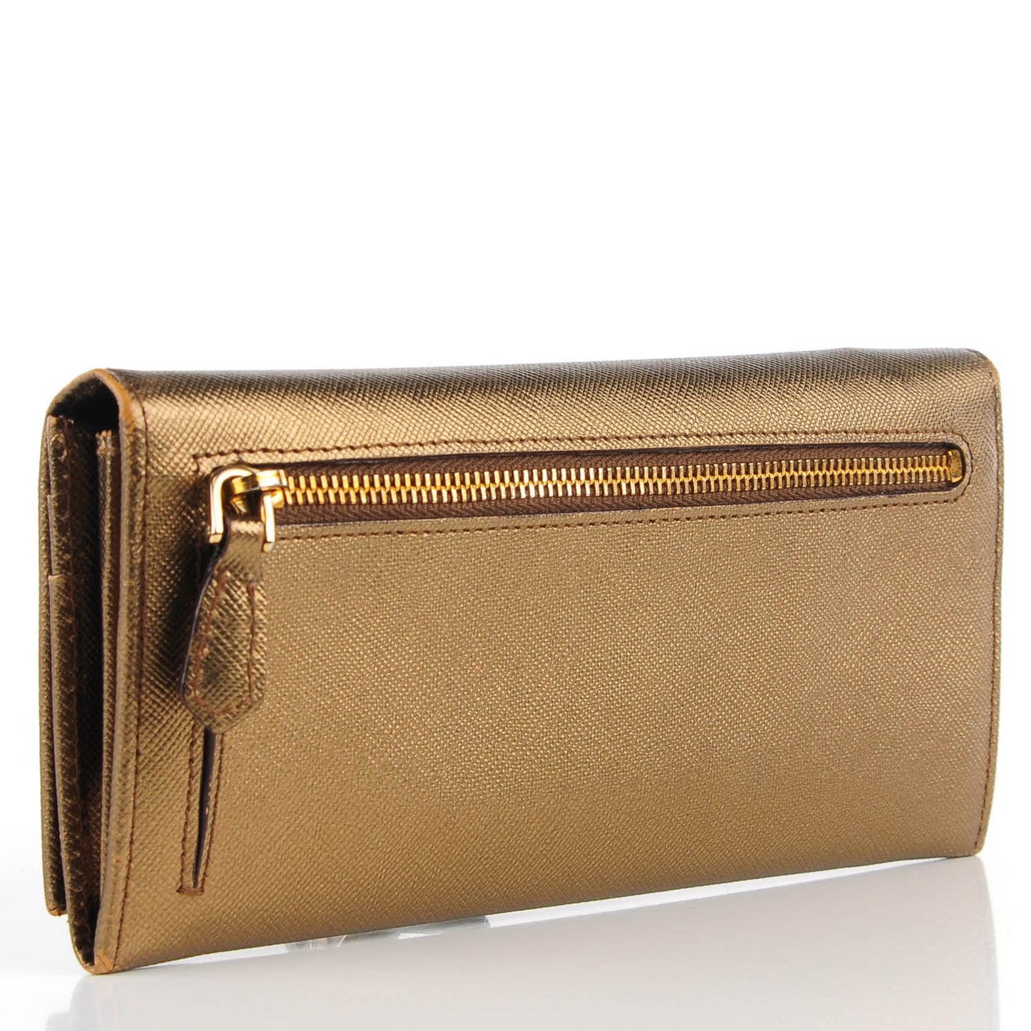 Saffiano Triangle Continental Flap Wallet Bronzo