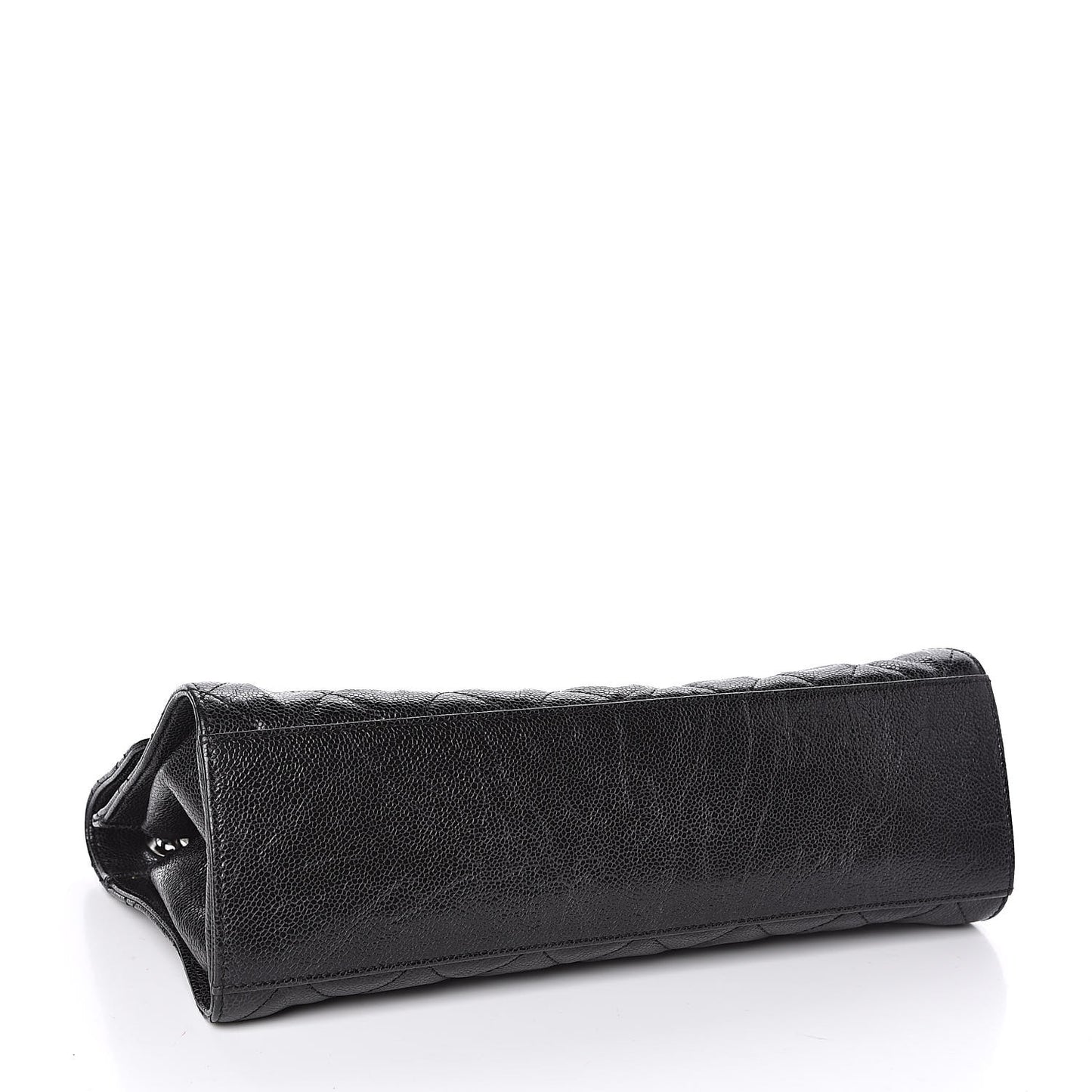 Crumpled Grained Calfskin Jumbo CC Crave Flap Black