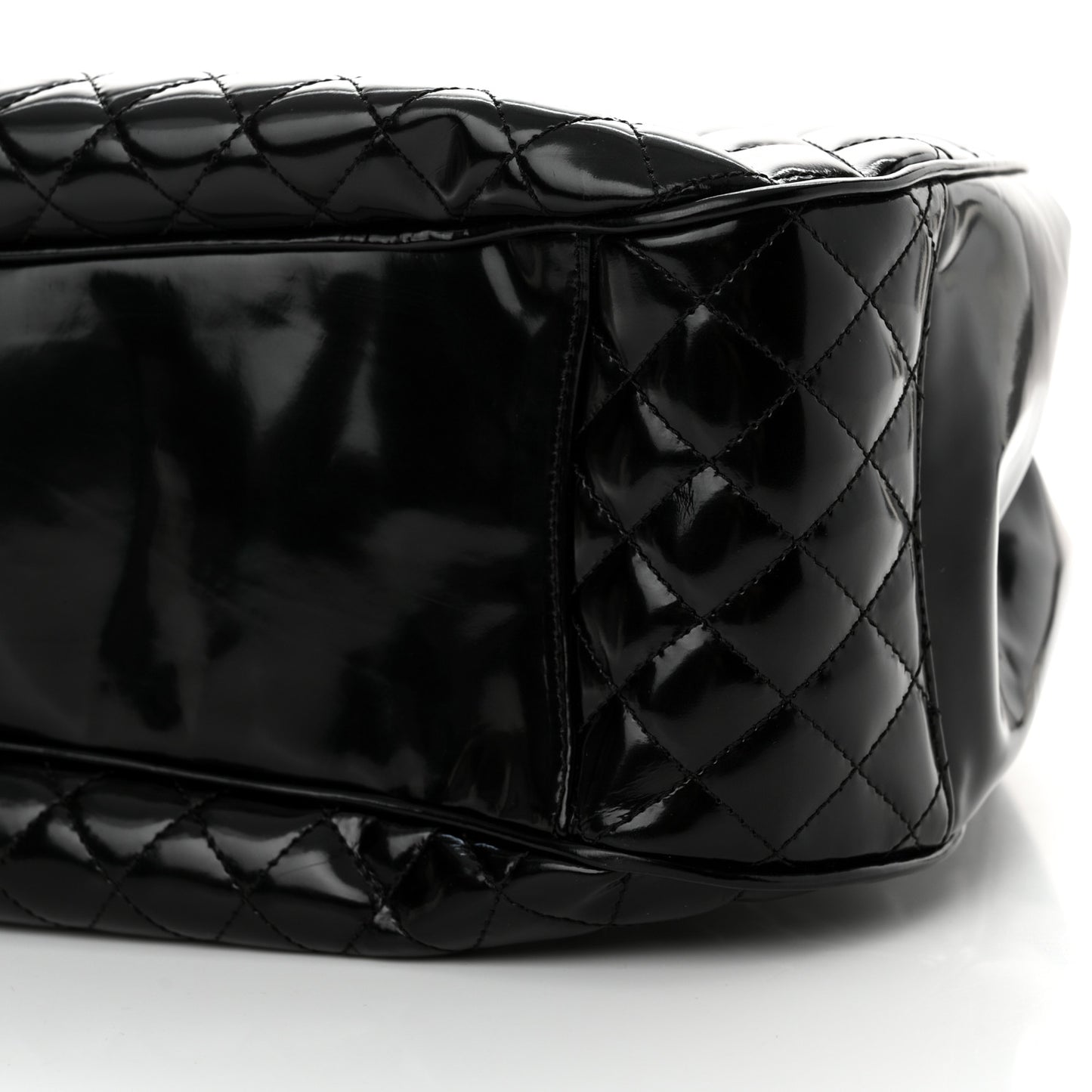 Glazed Calfskin Quilted Mademoiselle Large Frame Bag Black