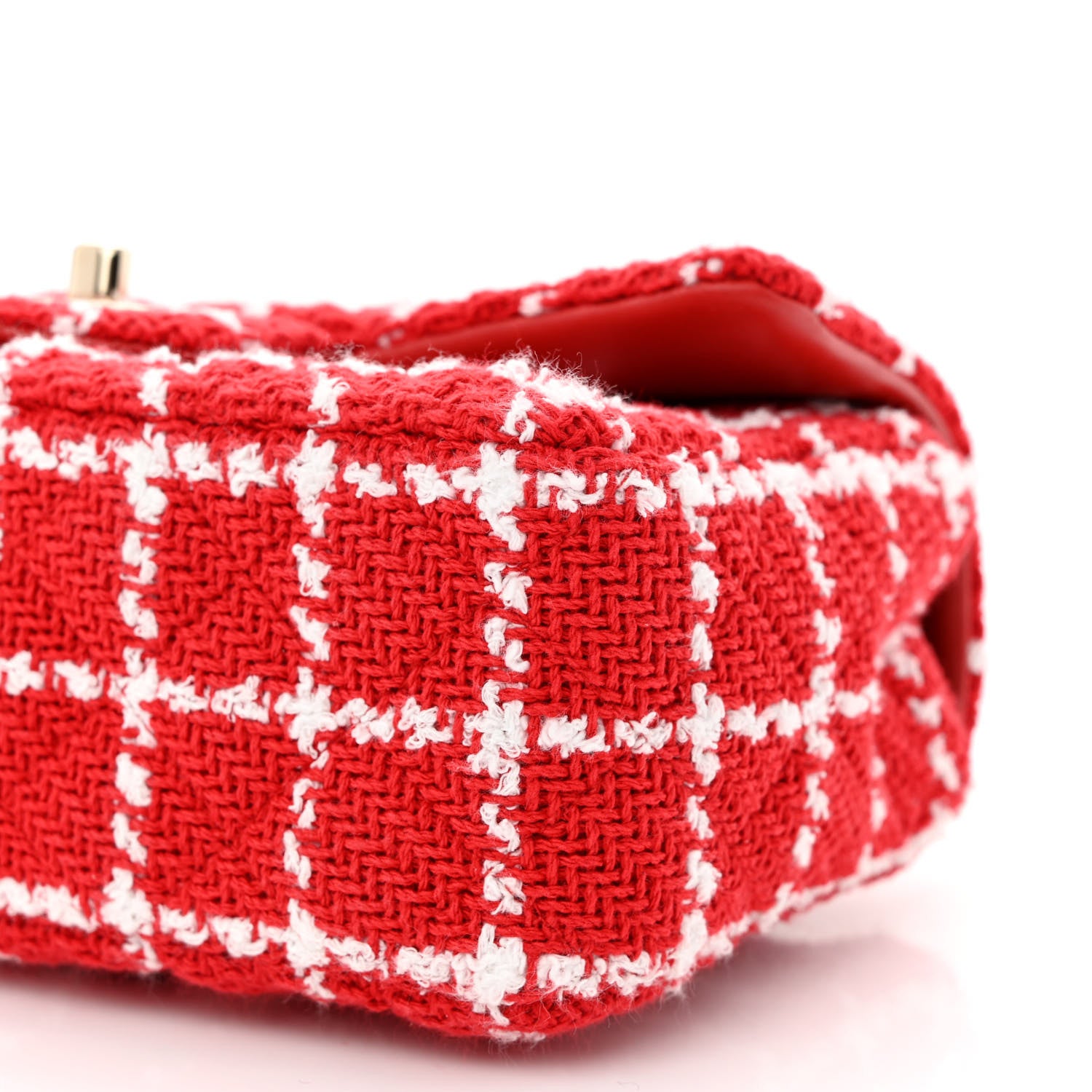 Chanel Tweed Quilted Mini Rectangular Flap White Red 10 of 10