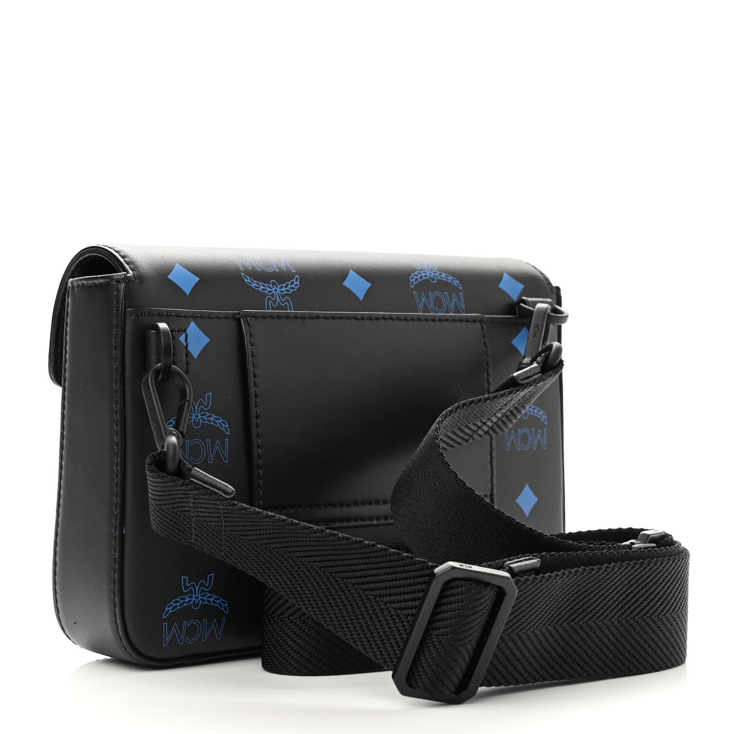 Calfskin Color Splash Logo Crossbody Small Black Blue