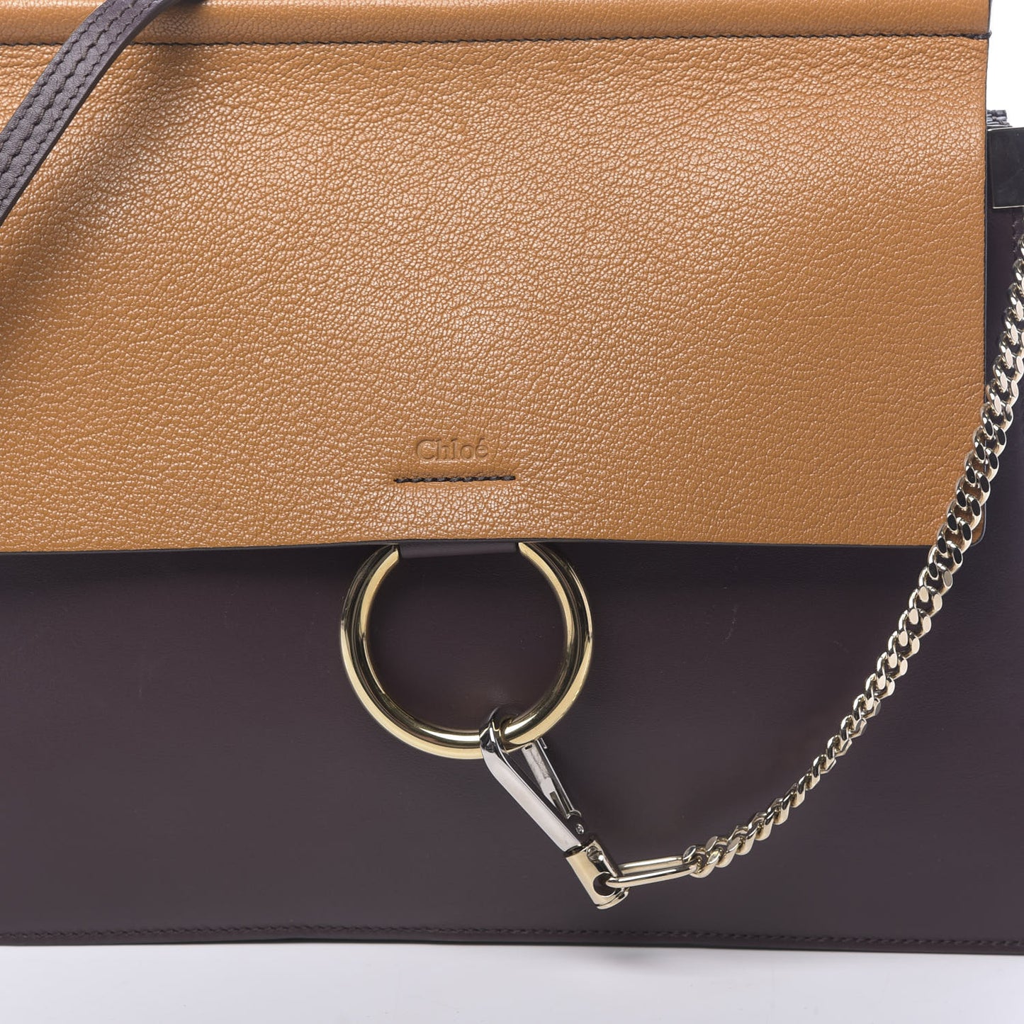 Goatskin Smooth Calfskin Medium Faye Shoulder Bag Brown Purple