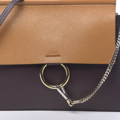 Chloe Goatskin Smooth Calfskin Medium Faye Shoulder Bag Brown Purple 10 of 13