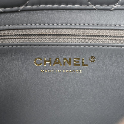 Chanel Shearling Sheepskin Single Flap Gray Pink Beige 6 of 10