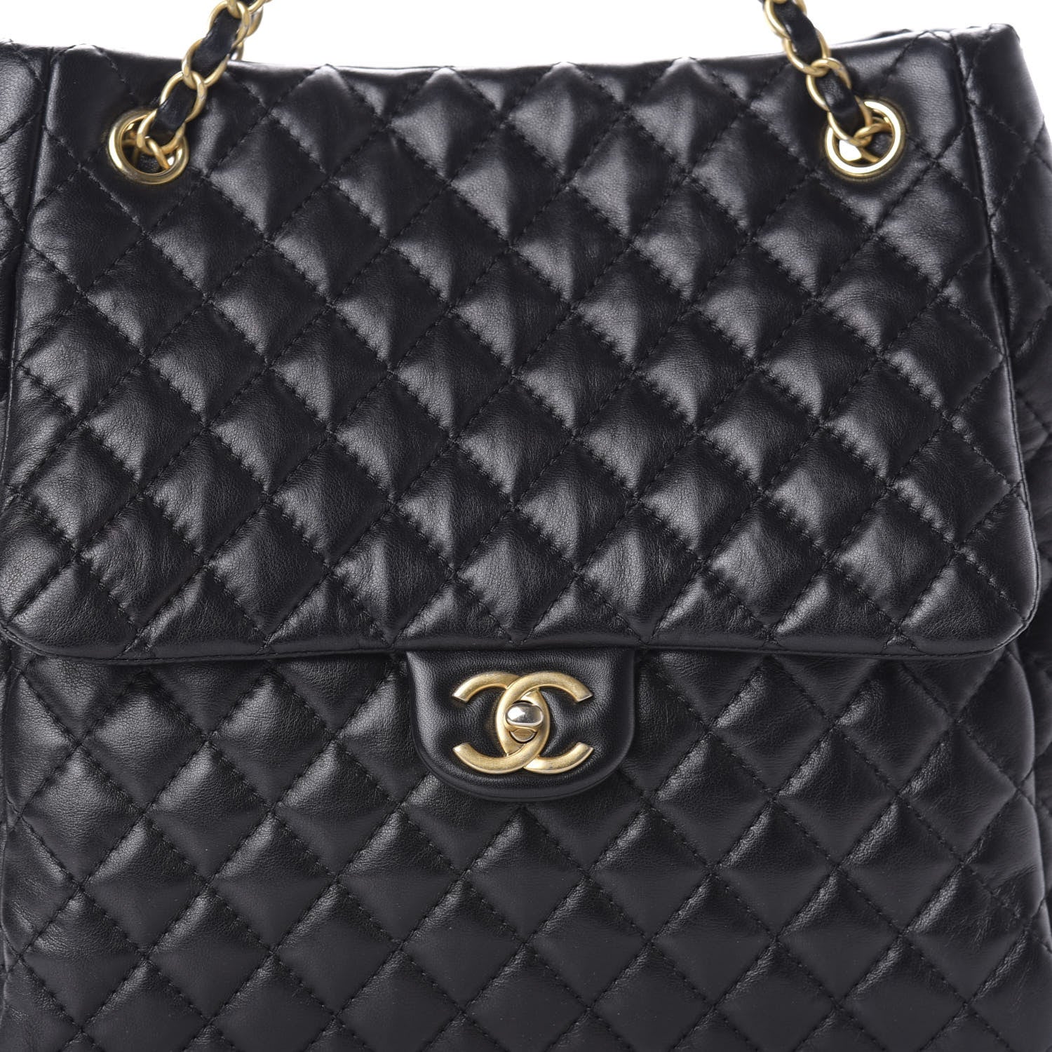 Chanel Lambskin Quilted Large Fluffy CC Shopping Tote Black 10 of 11