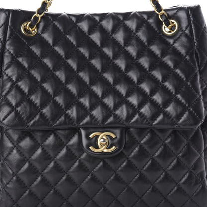 Chanel Lambskin Quilted Large Fluffy CC Shopping Tote Black 10 of 11