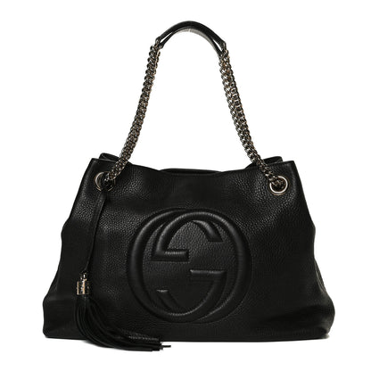 Gucci Pebbled Calfskin Medium Soho Chain Shoulder Bag Black 1 of 18