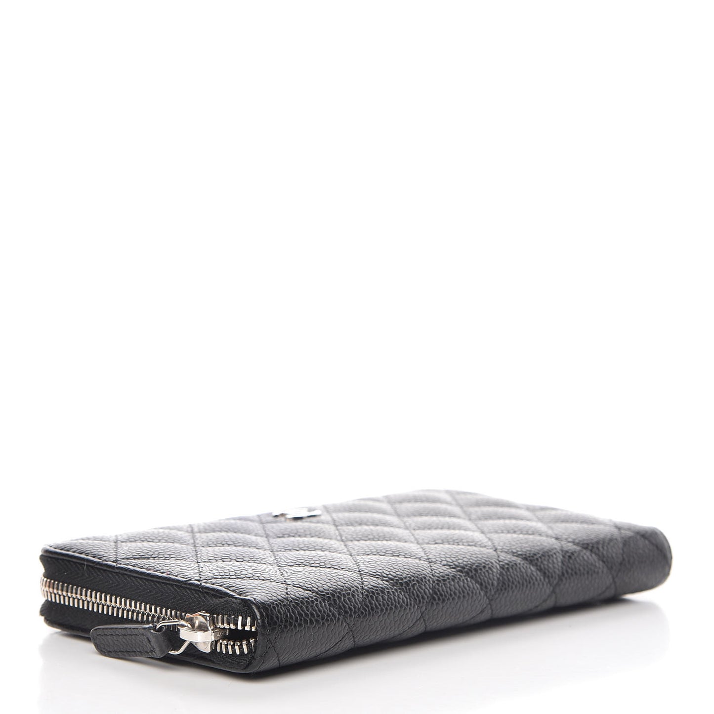 Caviar Quilted Large Gusset Zip Around Wallet Black