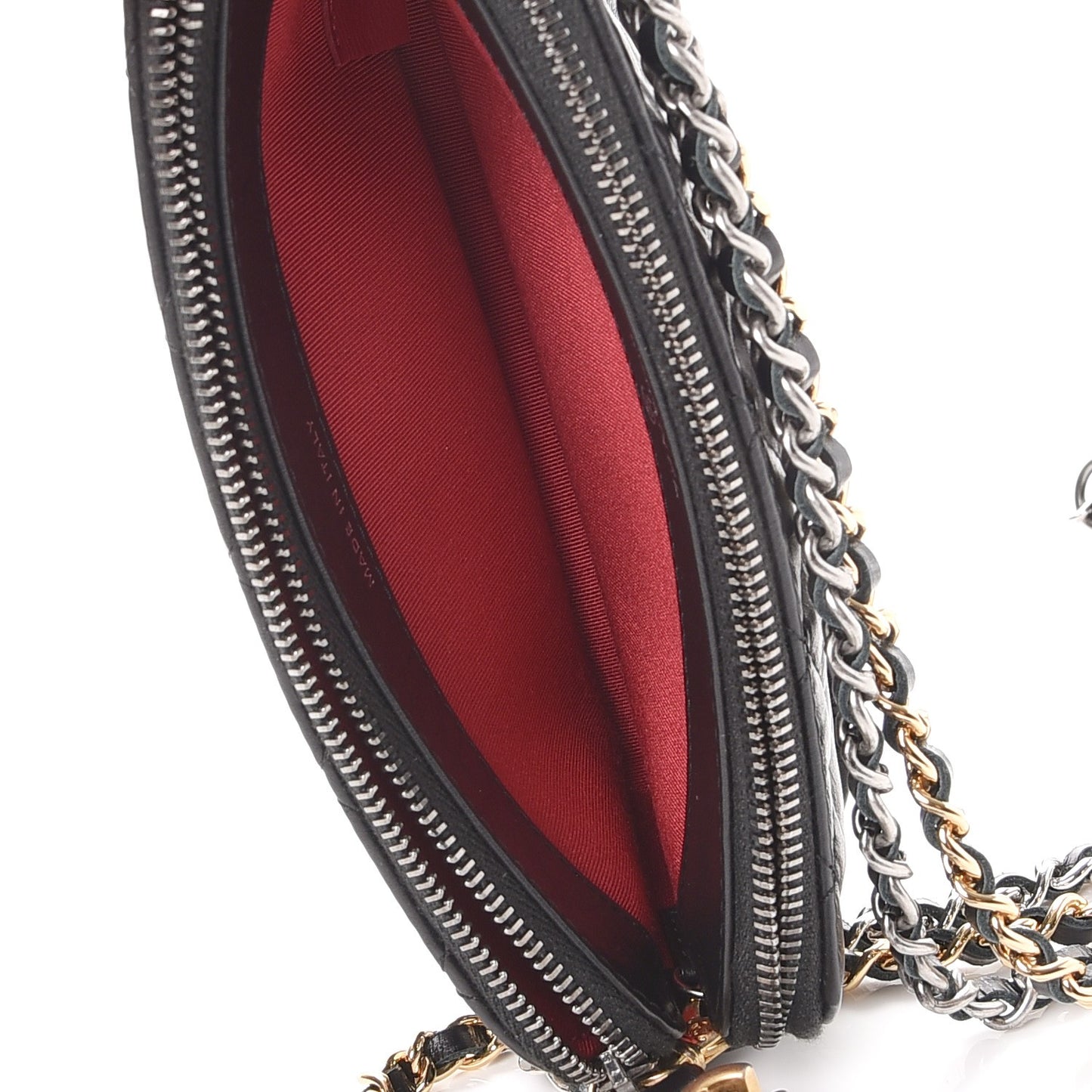 Aged Calfskin Quilted Small Gabrielle Clutch With Chain Black